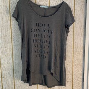 Olive green high low shirt